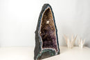 Tall Blue Lace Agate Cathedral Geode with Lavender Amethyst Druzy, Calcite & Cacoxenite (19 in, 34 lb) - E2D Crystals & Minerals