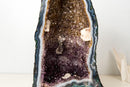 Tall Blue Lace Agate Cathedral Geode with Lavender Amethyst Druzy, Calcite & Cacoxenite (19 in, 38 lb) - E2D Crystals & Minerals