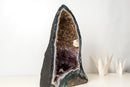 Tall Blue Lace Agate Cathedral Geode with Lavender Amethyst Druzy, Calcite & Cacoxenite (19 in, 38 lb) - E2D Crystals & Minerals