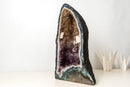 Tall Blue Lace Agate Cathedral Geode with Lavender Amethyst Druzy, Calcite & Cacoxenite (19 in, 38 lb) - E2D Crystals & Minerals