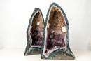 Pair of Tall Blue Lace Agate Cathedral Geodes with Lavender Amethyst Druzy, Calcite & Cacoxenite (19 in, 38 lb) - E2D Crystals & Minerals