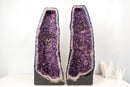 Pair of Tall Amethyst Cathedral Geodes - Sculptural Formation with Purple Druzy (27 in / 58 Lb) - E2D Crystals & Minerals