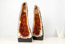Pair of High - Grade Citrine Geode Cathedrals with Deep Orange Druzy - Ethically Sourced (38 lb / 19 in) - E2D Crystals & Minerals