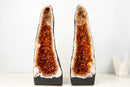 Pair of High - Grade Citrine Geode Cathedrals with Deep Orange Druzy - Ethically Sourced (38 lb / 19 in) - E2D Crystals & Minerals