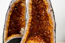 Bookmatched Pair of Natural Citrine Geodes with Rich Cognac - Orange Druzy and Calcite (63 lb) - E2D Crystals & Minerals