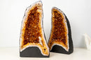 Bookmatched Pair of Natural Citrine Geodes with Rich Cognac - Orange Druzy and Calcite (63 lb) - E2D Crystals & Minerals