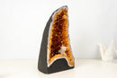 High - Grade Natural Citrine Geode with Rich Cognac - Orange Druzy and Calcite Inclusion (33 lb) - E2D Crystals & Minerals