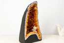 High - Grade Natural Citrine Geode with Rich Cognac - Orange Druzy and Calcite Inclusion (33 lb) - E2D Crystals & Minerals