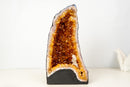 High - Grade Natural Citrine Geode with Rich Cognac - Orange Druzy and Calcite Inclusion (33 lb) - E2D Crystals & Minerals