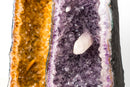 Matching Pair Amethyst & Citrine Cathedral Geodes - Purple Amethyst with Intact Calcite + Orange Citrine (72 lb / 19 In Tall) - E2D Crystals & Minerals