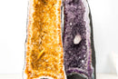 Matching Pair Amethyst & Citrine Cathedral Geodes - Purple Amethyst with Intact Calcite + Orange Citrine (72 lb / 19 In Tall) - E2D Crystals & Minerals