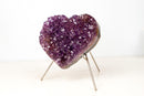 Amethyst Heart with Sparkly Purple Amethyst Druzy on Stand, 5.8 lb / 7 In - E2D Crystals & Minerals
