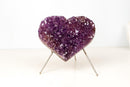 Amethyst Heart with Sparkly Purple Amethyst Druzy on Stand, 5.8 lb / 7 In - E2D Crystals & Minerals