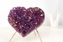 Amethyst Heart with Sparkly Purple Amethyst Druzy on Stand, 5.8 lb / 7 In - E2D Crystals & Minerals