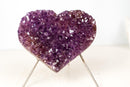 Amethyst Heart with Sparkly Purple Amethyst Druzy on Stand, 5.8 lb / 7 In - E2D Crystals & Minerals