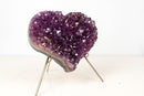 Amethyst Heart with Sparkly Purple Amethyst Druzy on Stand, 5.8 lb / 7 In - E2D Crystals & Minerals