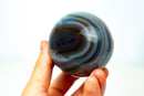 AAA - Grade Blue Banded Agate Sphere with Druzy Cave - Natural Crystal Ball - 417g - E2D Crystals & Minerals