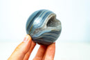 AAA - Grade Blue Banded Agate Sphere with Druzy Cave - Natural Crystal Ball - 417g - E2D Crystals & Minerals