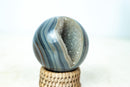 AAA - Grade Blue Banded Agate Sphere with Druzy Cave - Natural Crystal Ball - 417g - E2D Crystals & Minerals