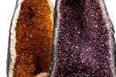 Matching Pair Amethyst and Citrine Geode Cathedrals - AA - Grade Purple & Orange Druzy (90 lb) - E2D Crystals & Minerals