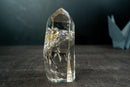 AAA Water - Clear Lemurian Quartz Obelisk Point with Orange Hematite - E2D Crystals & Minerals