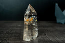 AAA Water - Clear Lemurian Quartz Obelisk with Orange Hematite Inclusions - Diamantina, Brazil (616 g / 5.5 in) - E2D Crystals & Minerals