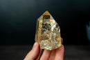 Water - Clear Honey - Gold Citrine Quartz Generator Point with Multiple Rainbows - Genuine Unheated from Brazil, 345g - E2D Crystals & Minerals