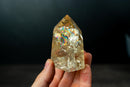 Water - Clear Honey - Gold Citrine Quartz Generator Point with Multiple Rainbows - Genuine Unheated from Brazil, 345g - E2D Crystals & Minerals