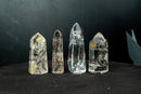 Set of 4 Water - Clear Lemurian Quartz Generators with Rare Hematite Inclusions - Natural, AAA - Grade Wholesale Lot (1.8 lb) - E2D Crystals & Minerals