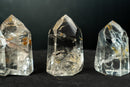 Set of 3 Water - Clear Lemurian Quartz Generators with Rare Hematite Inclusions - Natural, AAA - Grade Wholesale Lot (1.8 lb) - E2D Crystals & Minerals