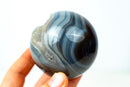 AAA - Grade Blue Banded Agate Sphere with Druzy Cave - Natural Crystal Ball - 417g - E2D Crystals & Minerals
