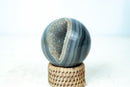 AAA - Grade Blue Banded Agate Sphere with Druzy Cave - Natural Crystal Ball - 417g - E2D Crystals & Minerals