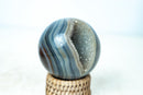 AAA - Grade Blue Banded Agate Sphere with Druzy Cave - Natural Crystal Ball - 417g - E2D Crystals & Minerals