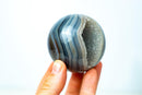 AAA - Grade Blue Banded Agate Sphere with Druzy Cave - Natural Crystal Ball - 417g - E2D Crystals & Minerals