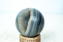 AAA - Grade Blue Banded Agate Sphere with Druzy Cave - Natural Crystal Ball - 417g - E2D Crystals & Minerals