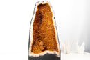 Deep Orange Citrine Cathedral Geode with Flower - Large Statement Piece of Super Extra Grade, Ethically Sourced (46 lb, 19.5 in) - E2D Crystals & Minerals
