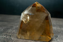 Genuine Unheated Natural Citrine Obelisk with Rare Feather Rainbow Inclusion – Smoky Champagne to Honey Gold Color (6 in, 3.3 lb) - E2D Crystals & Minerals