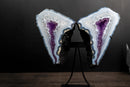 Blue Lace Agate Butterfly Wings Geode with Purple Amethyst Druzy - E2D Crystals & Minerals