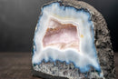 Blue & White Agate Geode with Cloud - Like Banding and Moss Inclusions (3.8 Kg / 8.4 lb) - E2D Crystals & Minerals