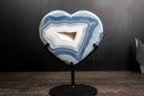 Natural Blue Lace Agate Heart, White Galaxy Amethyst Druzy - E2D Crystals & Minerals