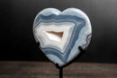 Natural Blue Lace Agate Heart, White Galaxy Amethyst Druzy - E2D Crystals & Minerals