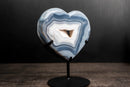 Natural Blue Lace Agate Heart, White Galaxy Amethyst Druzy - E2D Crystals & Minerals