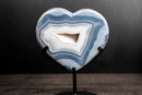 Natural Blue Lace Agate Heart, White Galaxy Amethyst Druzy - E2D Crystals & Minerals
