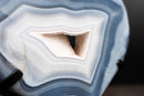 Natural Blue Lace Agate Heart, White Galaxy Amethyst Druzy - E2D Crystals & Minerals