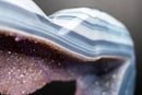 Blue Lace Agate Heart Geode Portal – Bold White Lace Layers with Galaxy Amethyst Druzy - E2D Crystals & Minerals