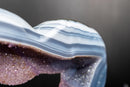Blue Lace Agate Heart Geode Portal – Bold White Lace Layers with Galaxy Amethyst Druzy - E2D Crystals & Minerals