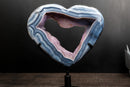 Blue Lace Agate Heart Geode Portal – Bold White Lace Layers with Galaxy Amethyst Druzy - E2D Crystals & Minerals