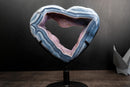 Blue Lace Agate Heart Geode Portal – Bold White Lace Layers with Galaxy Amethyst Druzy - E2D Crystals & Minerals