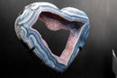 Blue Lace Agate Heart Geode Portal – Bold White Lace Layers with Galaxy Amethyst Druzy - E2D Crystals & Minerals