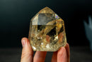 Water - Clear Honey - Gold Citrine Quartz Generator Point with Multiple Rainbows - Genuine Unheated from Brazil, 345g - E2D Crystals & Minerals